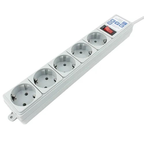 Сетевой фильтр 5*1,95м с з/к Power Cube 2200Вт.(белый)