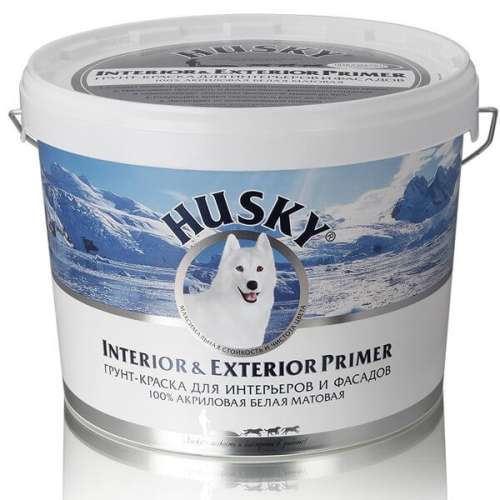 Краска моющаяся и грунт биозащ. HUSKY 10л.