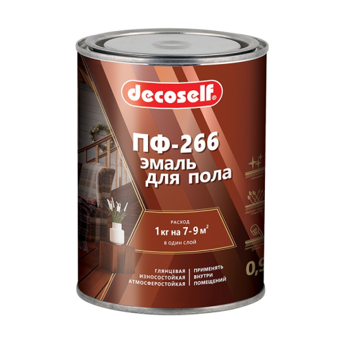 Эмаль для пола ПФ-266 золотисто-коричневая ПУФАС Decoself (0,9кг)