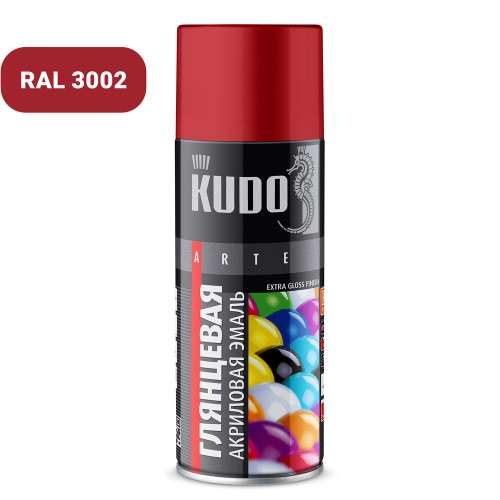 Эмаль 19 аэрозольная универсальная KUDO Красная глянц 520 мл